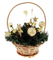 композиция новогодняя звездная 20 см в корзине 717983